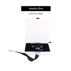 Картонная бумажная шкатулка для ювелирных изделий, кольцо, ожерелье, серьги, набор украшений, упаковочная коробка с лентой, простой новый дизайн, Пользовательский логотип, белый