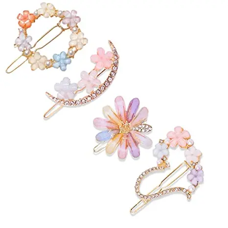 Rhinestones Hair Clips Decorative Pins Handmade Flower Barrettes for Women Girls Accessories Jewelry Accessory