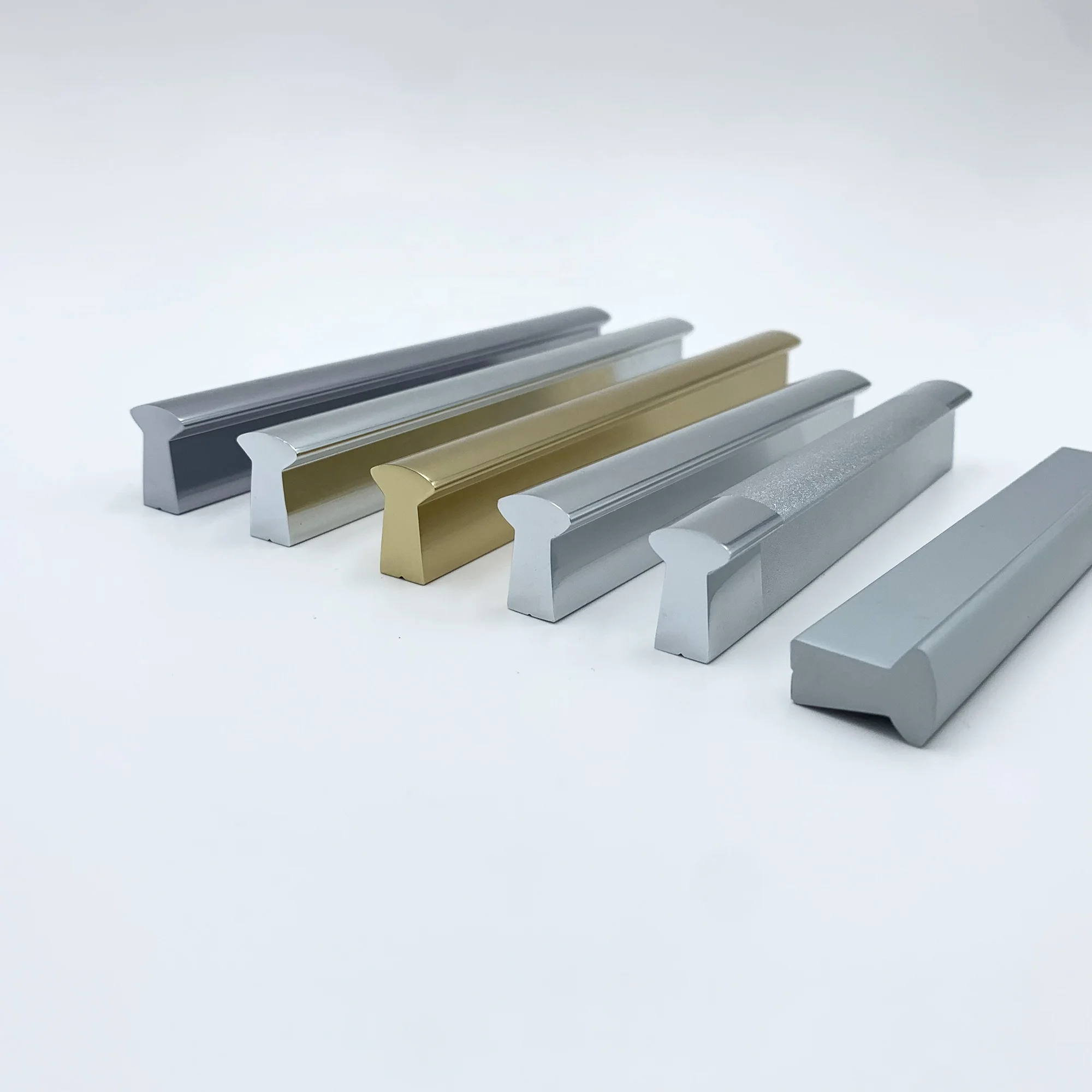 Simple Kitchen Cabinet Pulls Silver Shiny Gold Aluminum Furniture Handles for Dresser Drawers