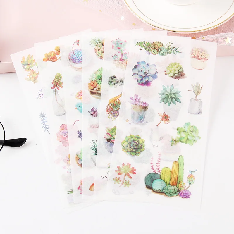 Wholesale High Quality Custom Die-Cut Sticker Sheet Set Japanese Shiny Gold Foil Printed Washi Paper Made Vinyl Adhesive Paper