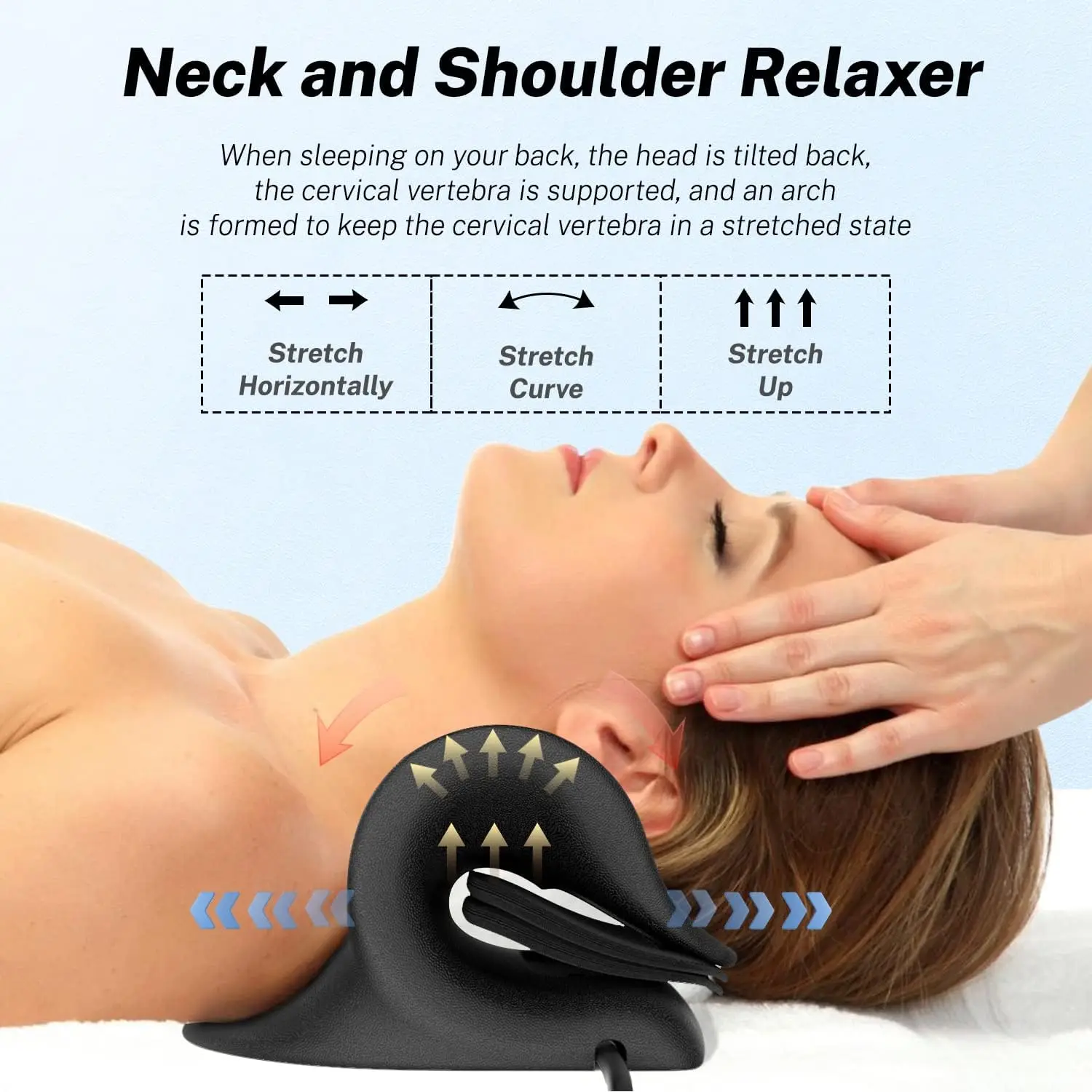 New PU Foam Airbag Traction Pillow Neck And Shoulder Relaxer For Tmj Pain Relief And Cervical Spine Alignment(Black)