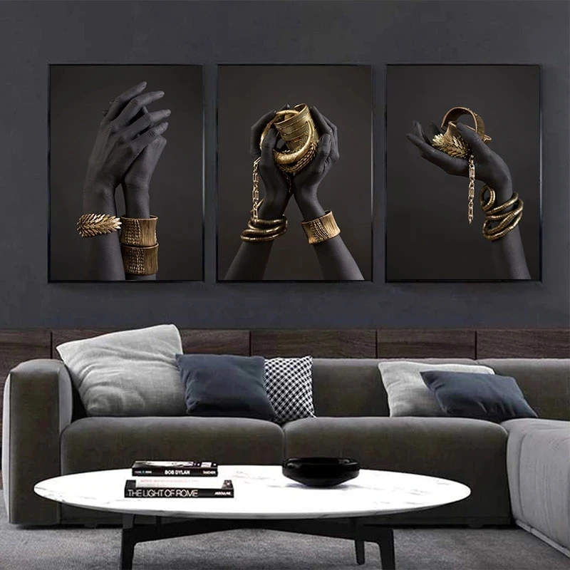 Low-cost Wholesale 3 Panels Black African Posters And Prints Wall Art Picture African Canvas Painting