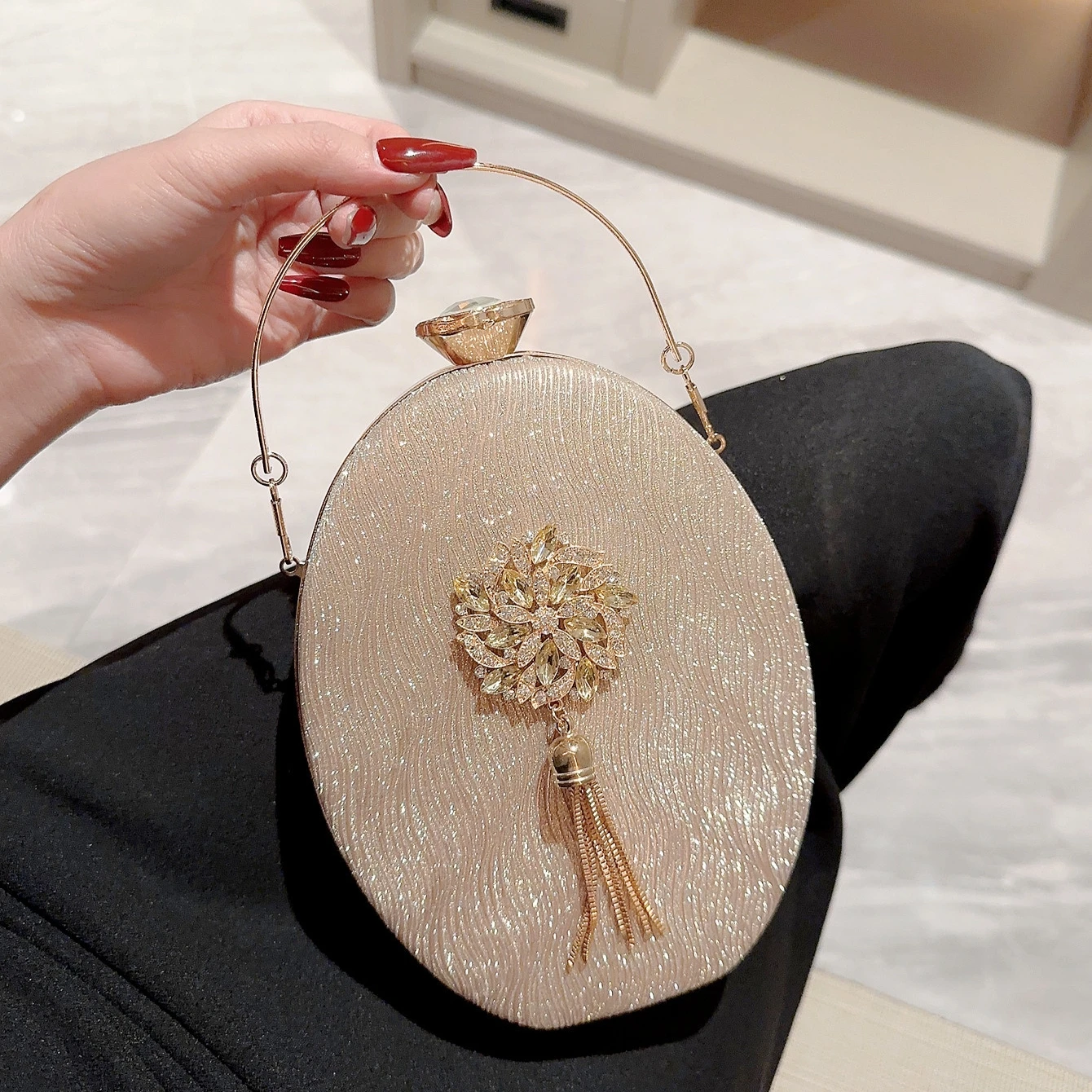 retro luxury bags women bling national tide flower rhinestone bottle shape clutch bag evening bags 2023