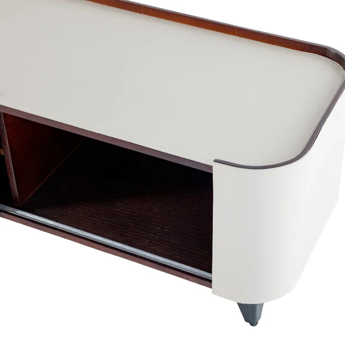 Rectangle saddle leather luxury tv cabinet rack living room tv table furniture tv cabinet