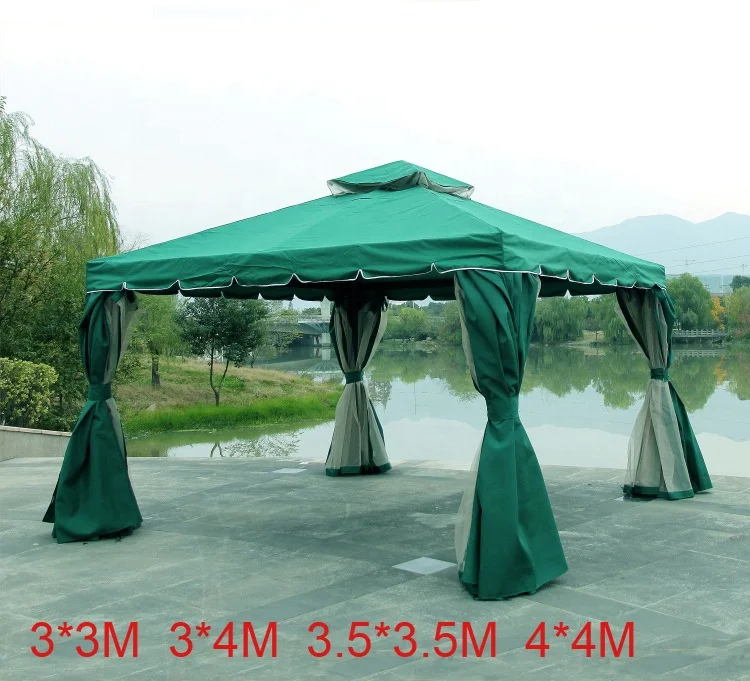 Outdoor Patio Canopy Gazebo with Polyester Curtains and Air Venting Netted Screens
