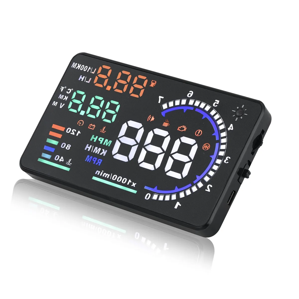 Лидер продаж 2020 автомобильный проектор спидометр OBD2/OBDII 5 дюйма HUD A8 Автомобильный