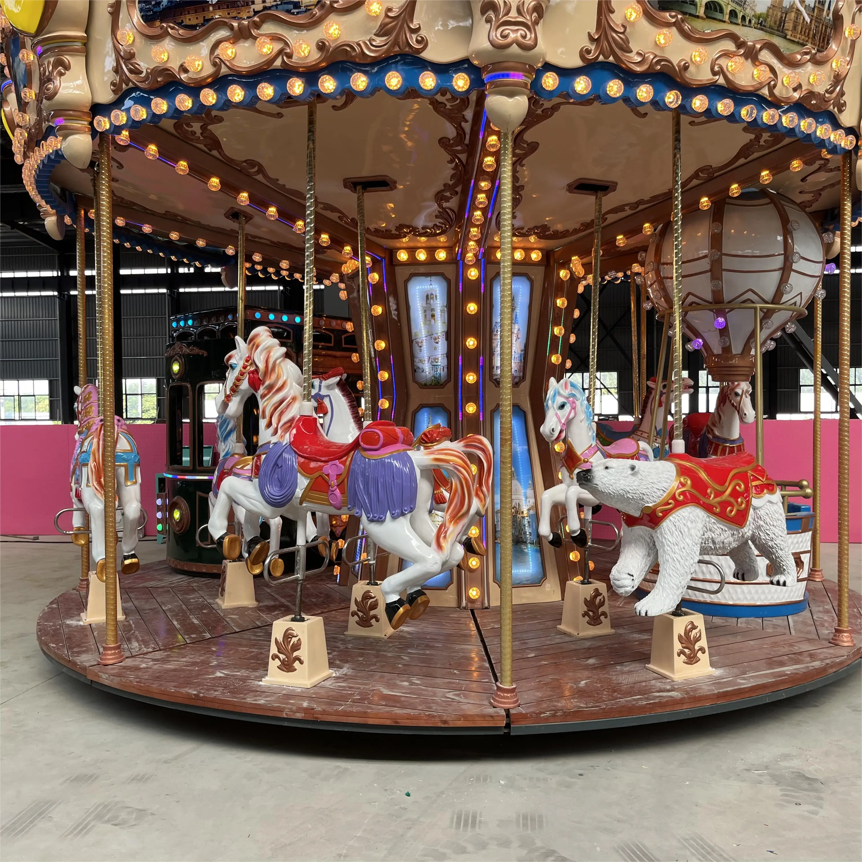 Cheap carousels merry go round   amusement park  ride on carrousel for shopping mall center carnival rides