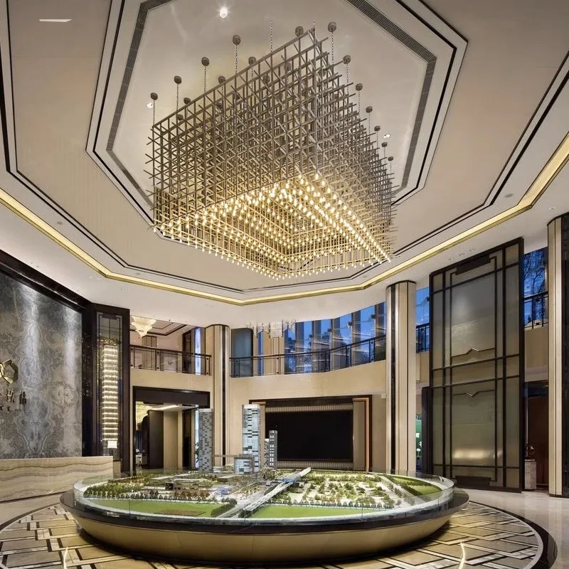 Zhongshan lamps Customized sales department sand table chandelier shopping mall front desk project light cube lamp hotel lamps