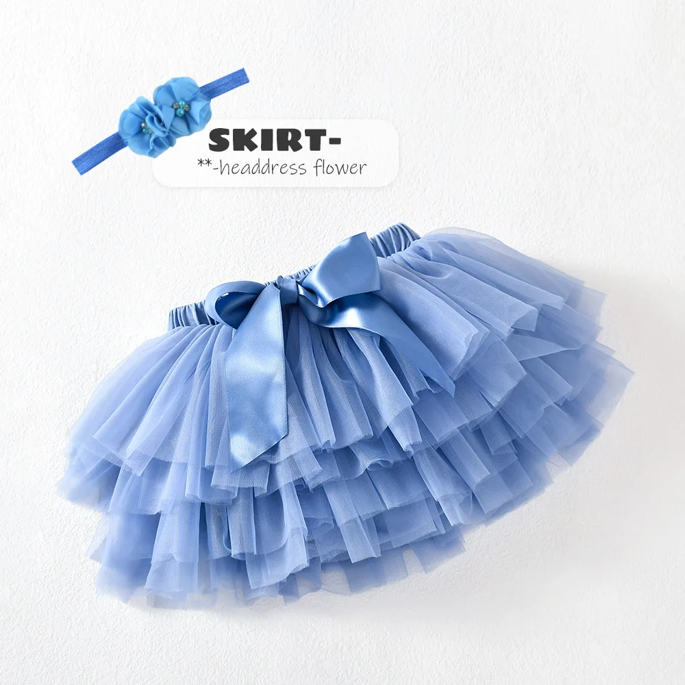 0-3 Year New Born Baby Girl Birthday Gift Vivid Rainbow Color Fluffy Tutu Short Skirts With Flower Hairband Set