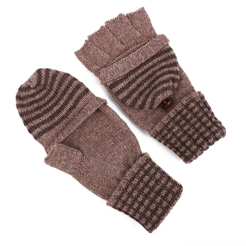 Autumn and winter wool flip half finger gloves outdoor student writing warm gloves