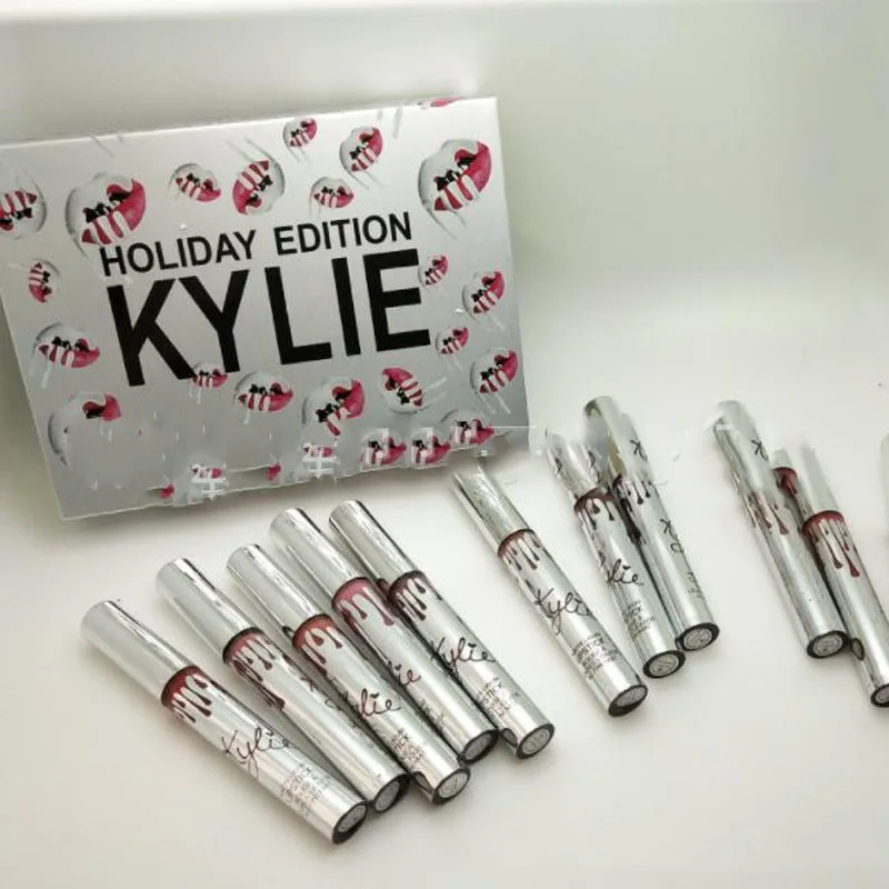 
Holiday Edition Silver 12 Frosted Lip Gloss Tube Gloss Gift Box Set Matte Lip Waterproof Non-Stick Cup Pigment 