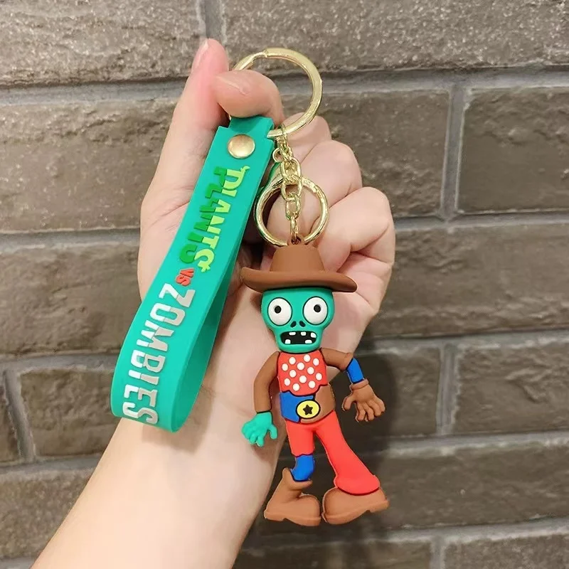 New Designs 3D Anime Silicone Plants vs. Zombie Keychains Car Key Ring Cartoon Doll Pendant Hangers Key Chains Wholesale
