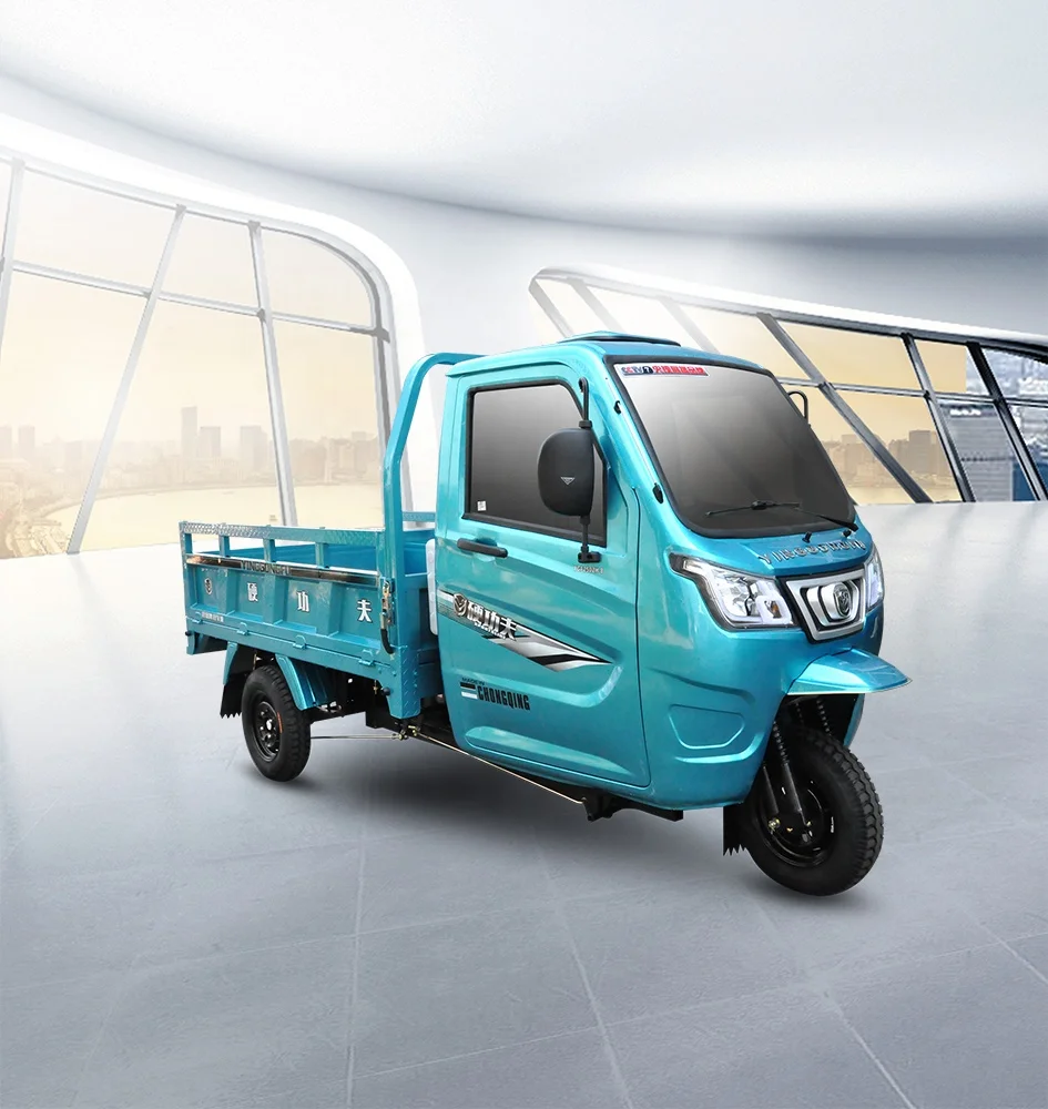 Motorized tricycle with carriage for farm use cargo motorcycle with front cab cargo tricycle with windscreen