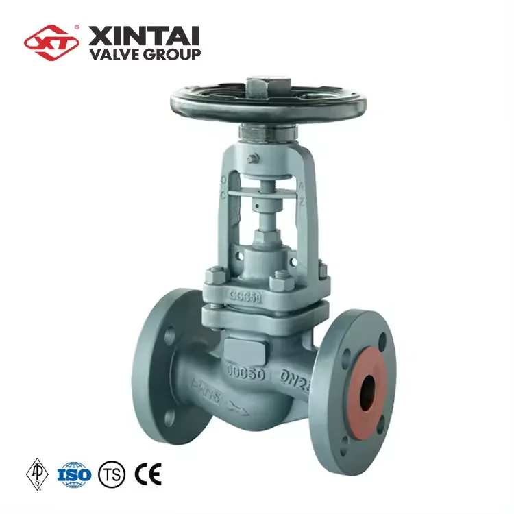 J41H-16P DN25 PN16 Custom Ductile Iron Cast Iron DIN S Pattern Flanged Bellows Seal Globe Valve