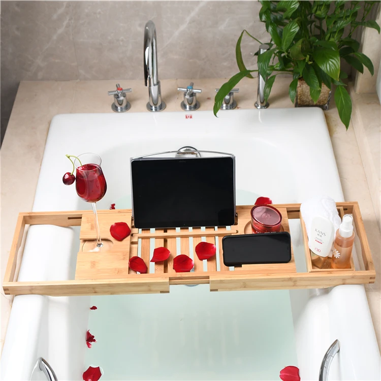 Bamboo Extension Bathroom Multi Function Bathtub Shelf Toilet Spa Bath Shelf Bathtub Tray Bathtub Accessories