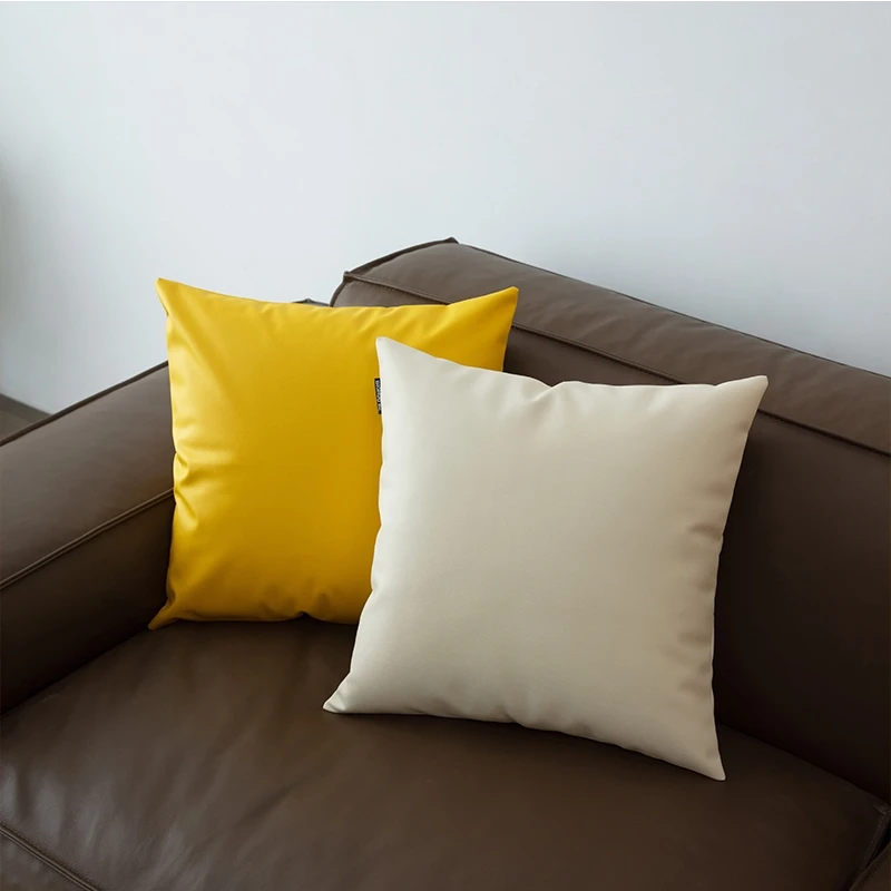 Decorative Throw Pillow Cover Soft Leather Luxury Cushion Cover Solid Color PU Faux Leather Pillowcase