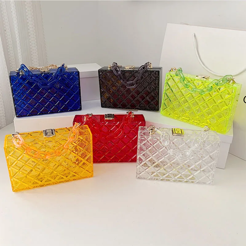 Small Neon Bag Wholesale Orange and Green Acrylic Clear Purse Hot Sale Women Fashion Mini Bags Girls Little Neon Bag