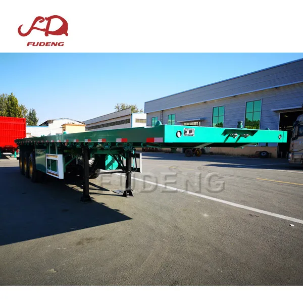 FUDENG 30tons 20ft 40 ft 45feet flat bed trailer twist locks for shipping container trailers for sale