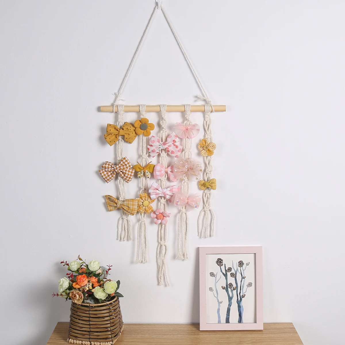 2023 New Home Decoration Multifunctional hair clip storage Macrame Wall Hanging Tapestry Picture Organize  Gift for Fri