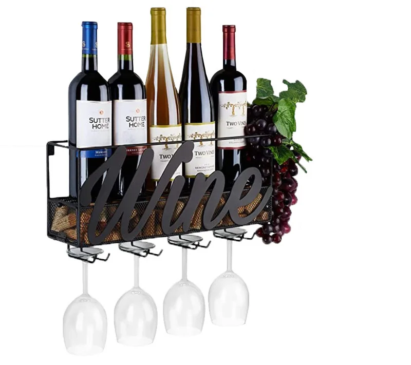 Hot Selling Customized Storage Shelf Wine Rack Hanging Cup Holder Upside Down Wine Rack Holder