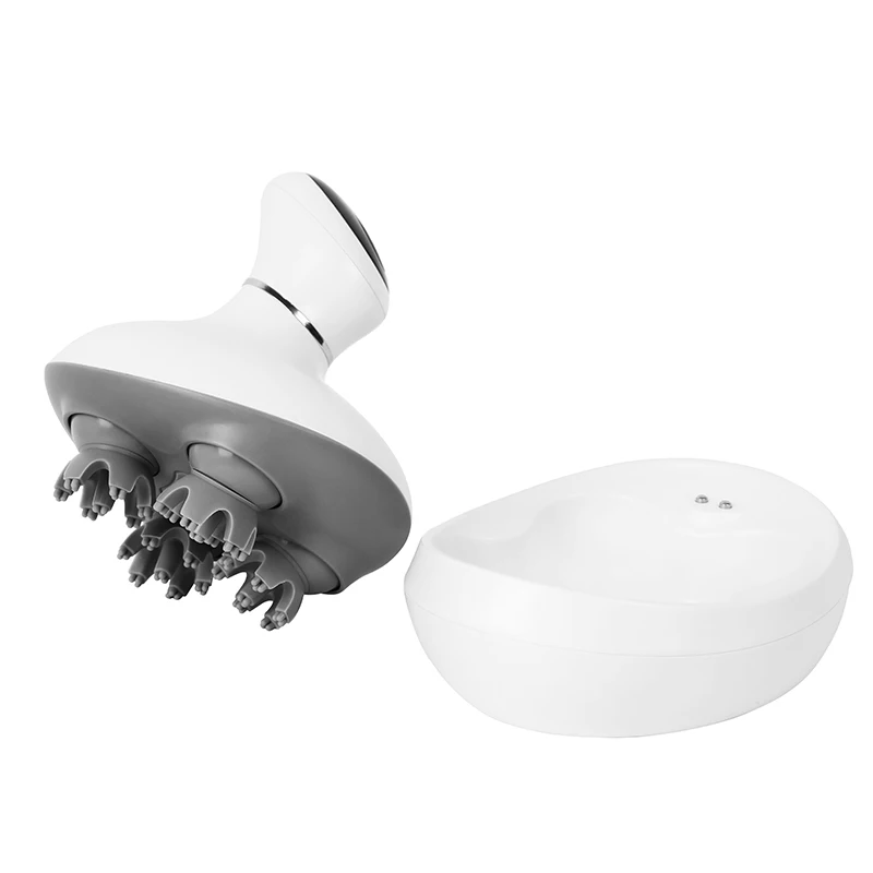 Free Logo Head Scratcher Scrubber Silicone Cordless Handheld Electric Silicone Hair Scalp Head Massager With Charging Base