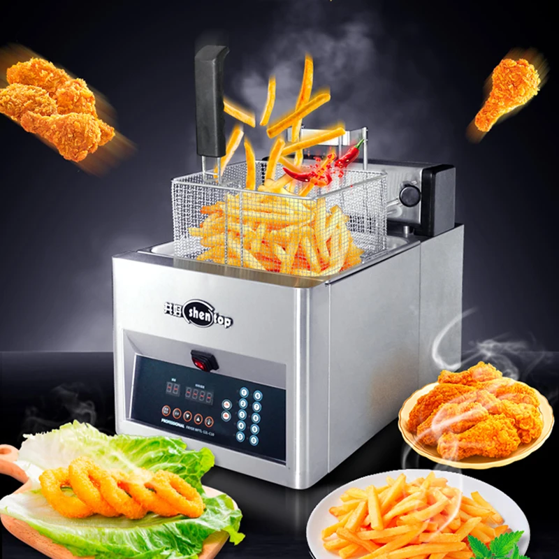 Commercial kitchen equipment kfc chicken deep fryer cooker machine stainless steel fried with basket up and down automatically
