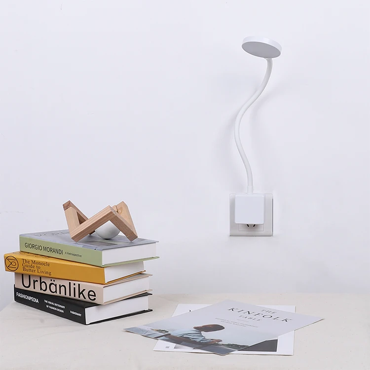 Modern Style Flexible Gooseneck Euro Plug in Wall Led Bedside Living Room Lamp Dimmable 4 Watts  Wall Led Lamp For Bedroom Beds