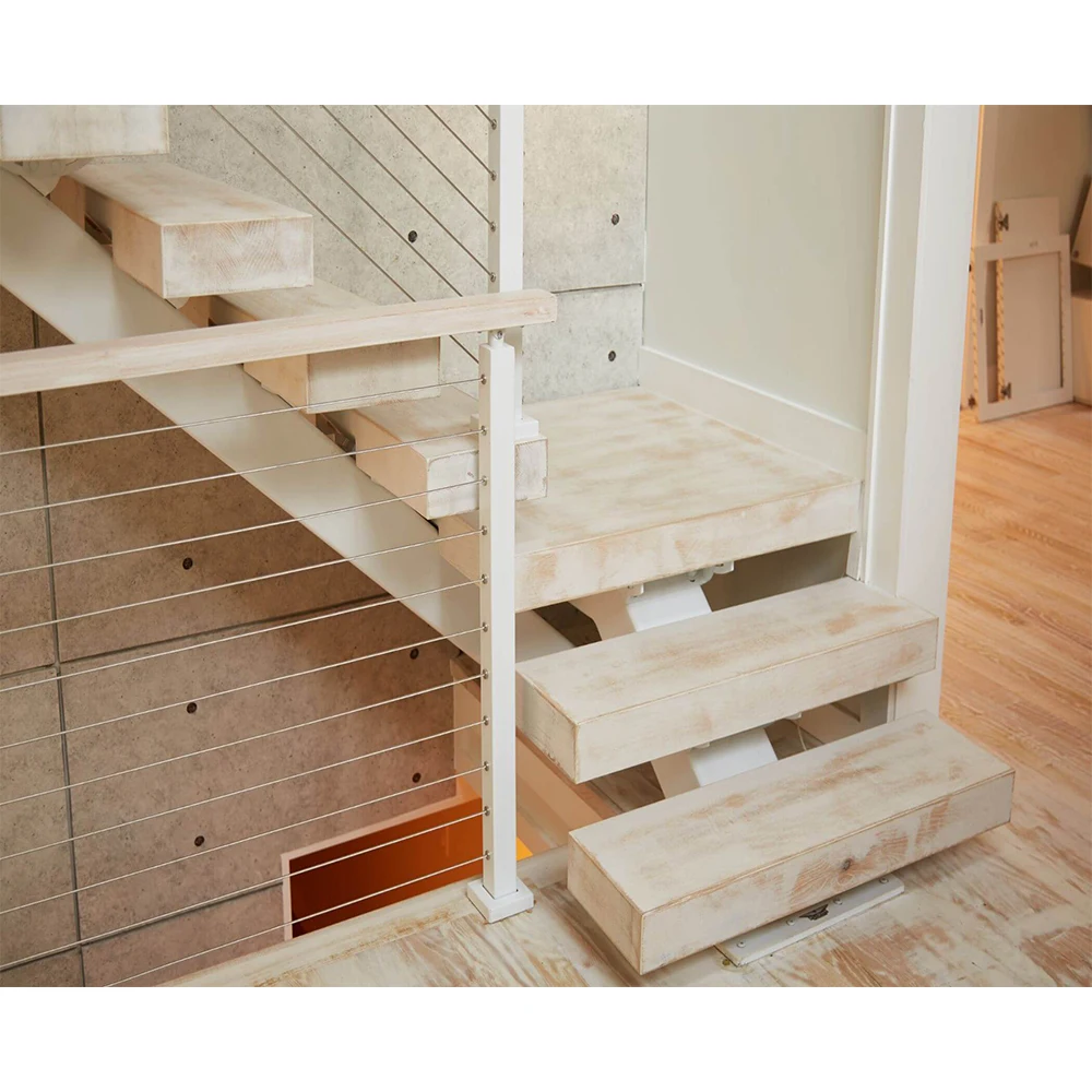 Indoor 304 Stainless Steel Wire White Powder Coated Stair Baluster Cable Railing Designs