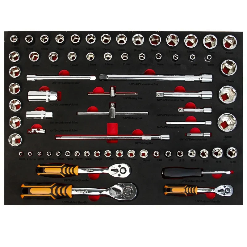 98pcs 1/2 Hexagonal Sleeve Conjoined With A Bit Spark Plug Sleeve Professional Bike Motorbike Car Tool Trolley Cabinet Tool Sets