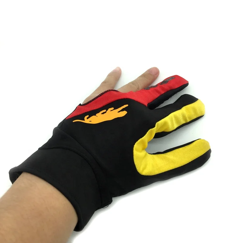 Cue Billiard Pool Shooters 3 Fingers Gloves yellow and red color billiard snooker gloves high quality billiard accessories