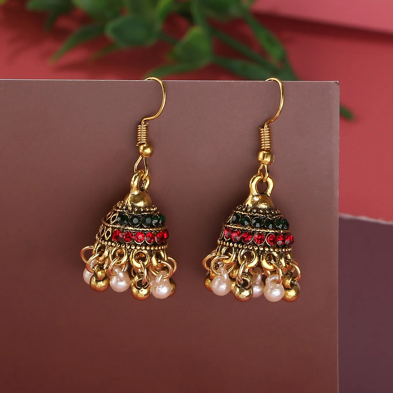 India Jhumka Indian Jewelry Hippie Boho Bells Dangle Earrings Fancy Beaded Handmade Earrings