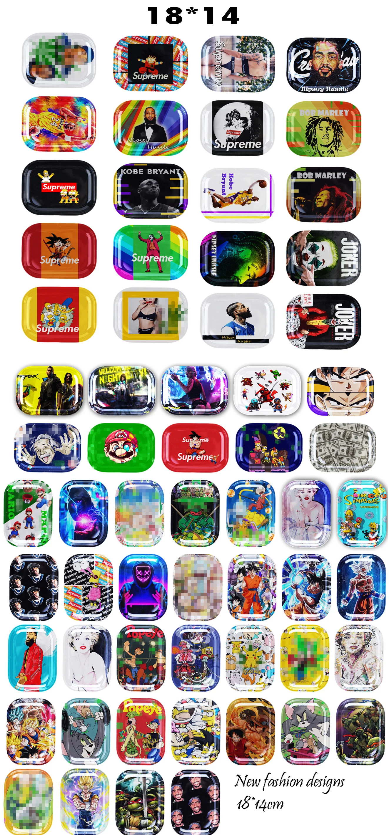 Wholesale Customized 18*14 Metal Tray with Magnetic Lid Herb Trays