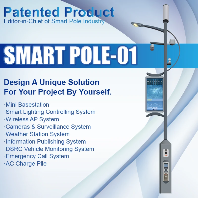 high quality solar street light with cctv camera smart pole outdoor ip65 smart Lamp pole with security monitoring for smart city