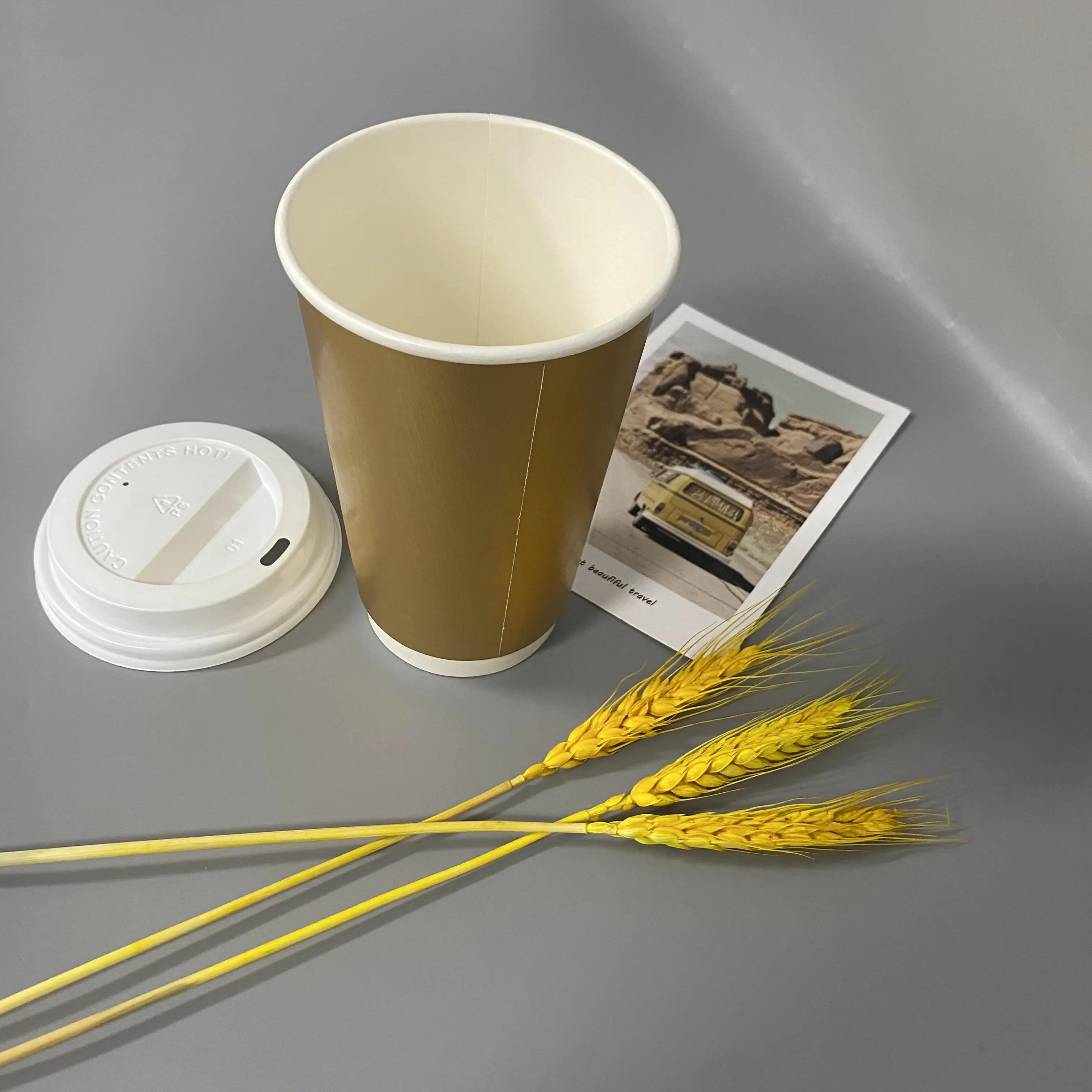 Foil Coffee Cups 20oz 22oz 24signubble Tea Double Wall Poster Golden Luxury Corrugated Paper Beverage Disposable Support Accept