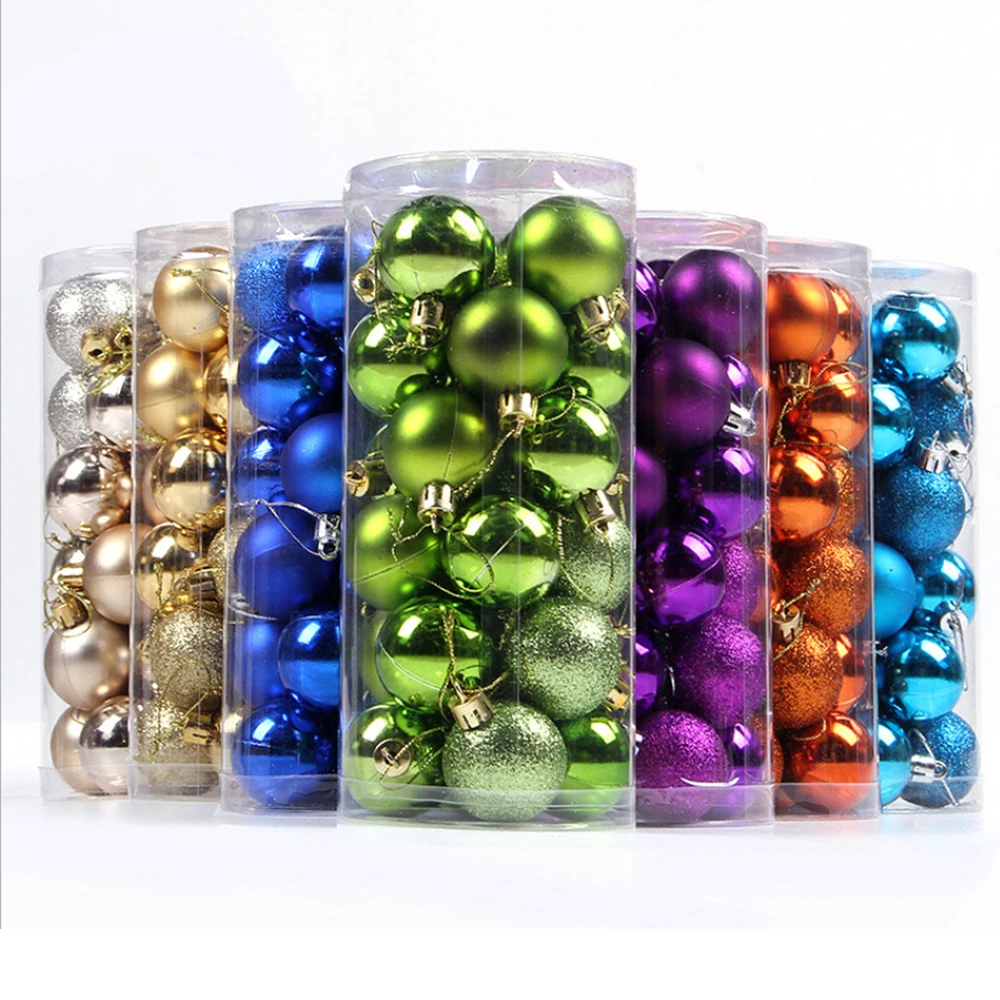 
3-4cm 24pcs Plastic Decoration Ornaments Santa Ball Set Christmas Tree Balls 
