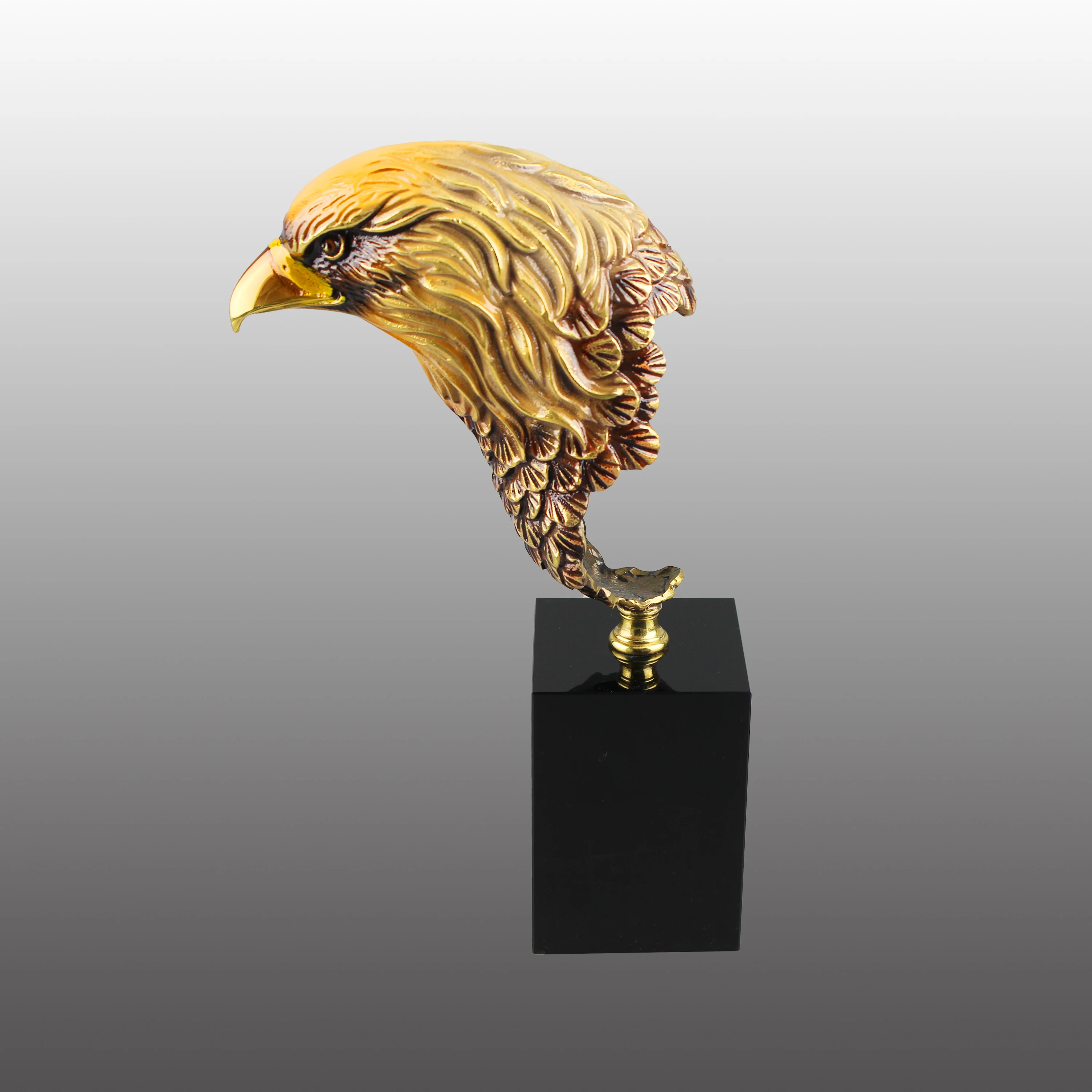 Copper Metal Eagle Statue With Crystal Base Craft Gift