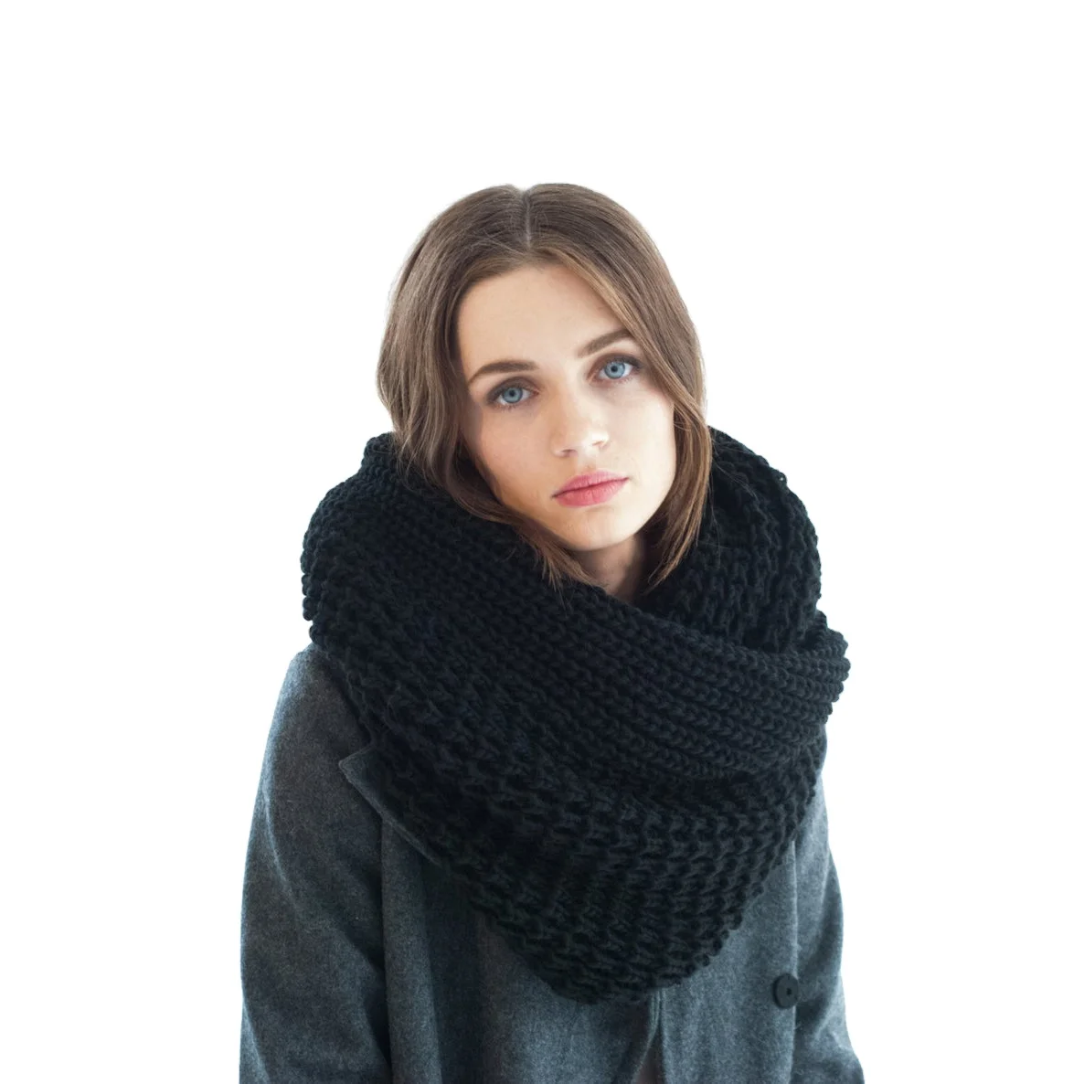 Winter warm knitted scarf acrylic infinity scarf
