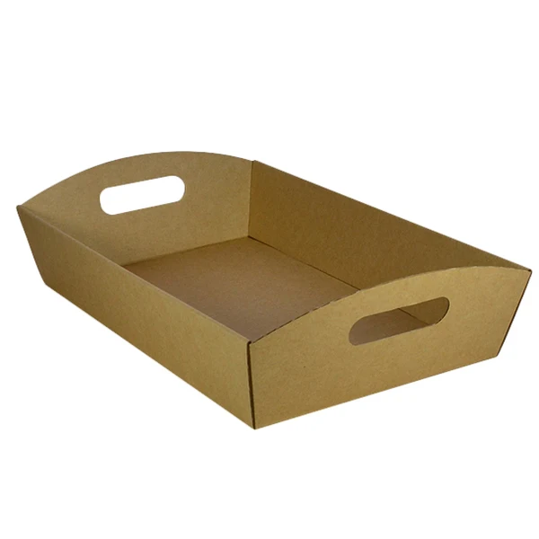 wholesale Foldable Large Hamper Tray Brown Cardboard Corrugated Gift Tray Hamper Basket Tray with packing fruit candy