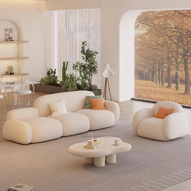 AOMISI CASA Modern New Design Linen Velvet Fabric Upholstery Living Room Sofa Set Comfortable Tufted Modular Furniture Sofa