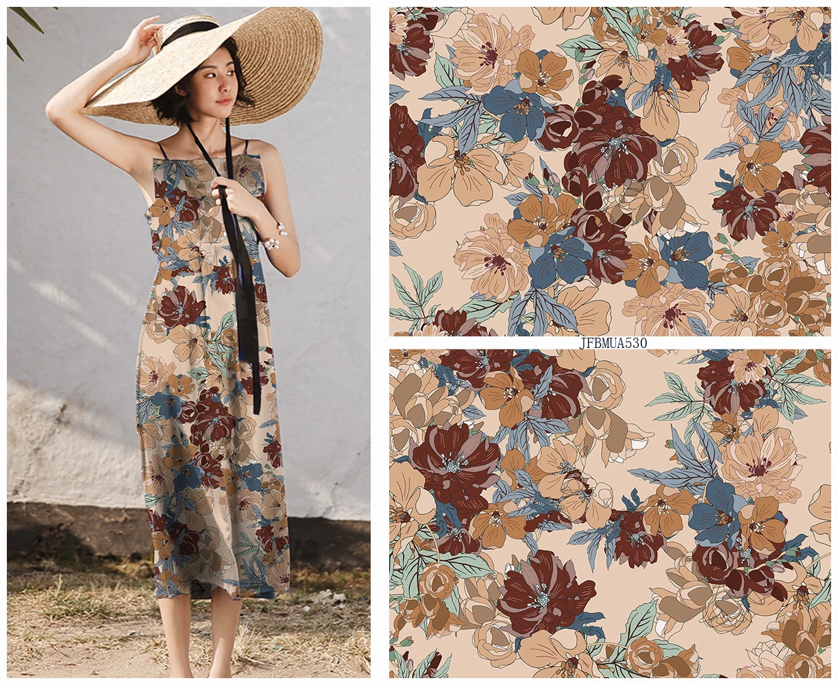  New Fashion 100% Polyester Chiffon Custom Digital Jacquard Printing Fabric For