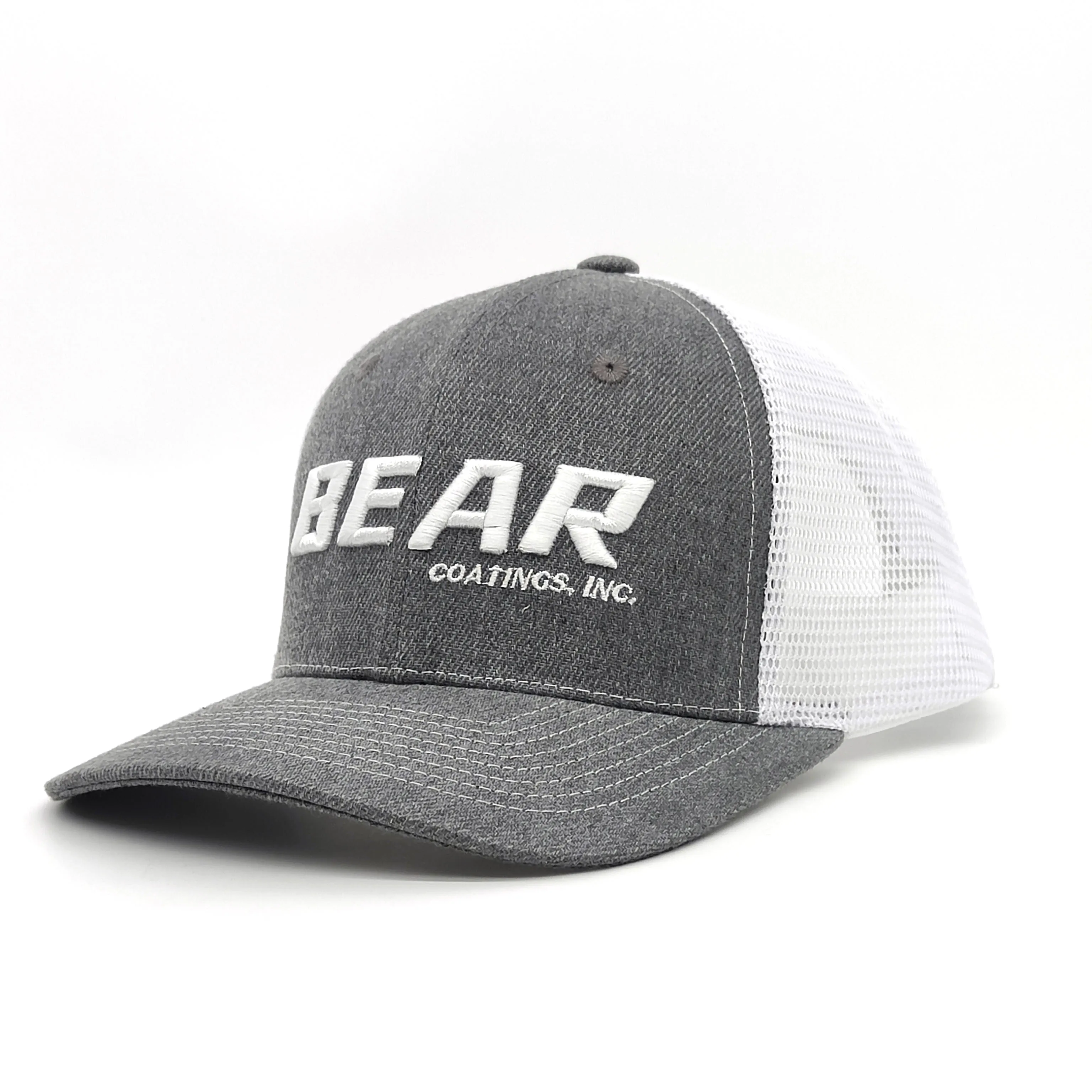 Wholesale Custom High Quality Richardson Style 6 Panel Heather Grey 3D Embroidery Model 112 Mesh Trucker Hat