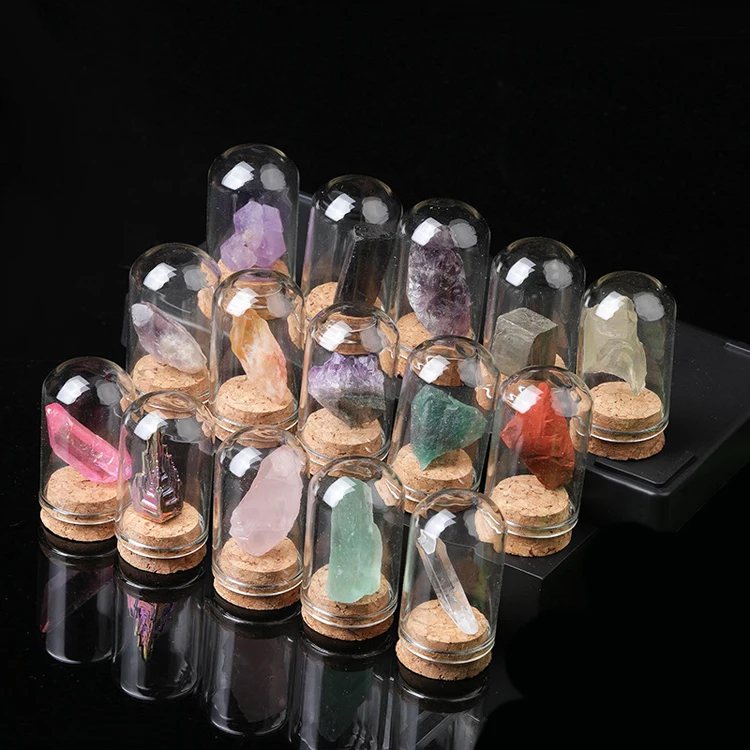 Minerals And Rocks Natural Crystal Wishing Vase Quartz Gemstone Drift Bottle Raw Stone Crystal Mineral Specimen Bottle