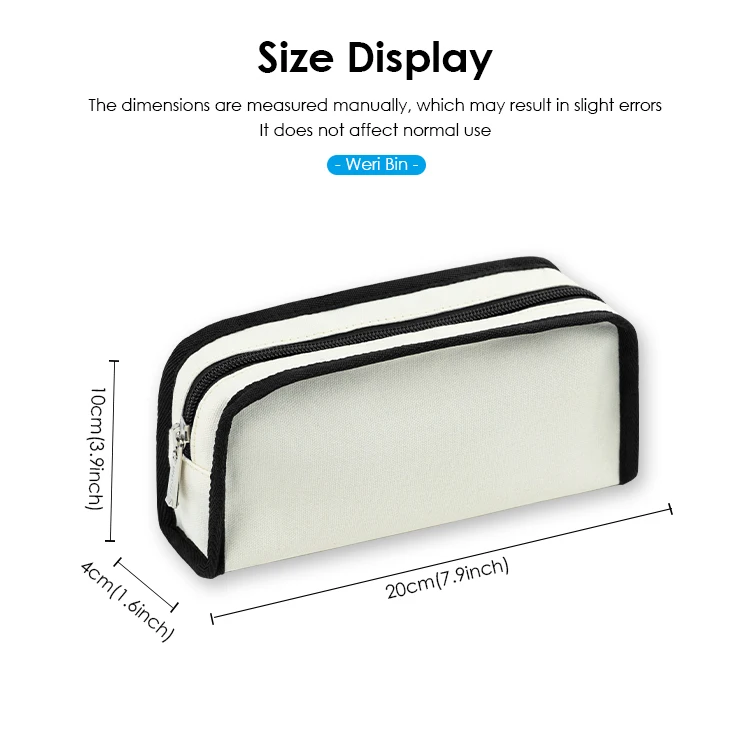 New Simple Color Canvas Multi-functional Storage bag wholesale Custom Student School Supplies Stationery Pencil Case