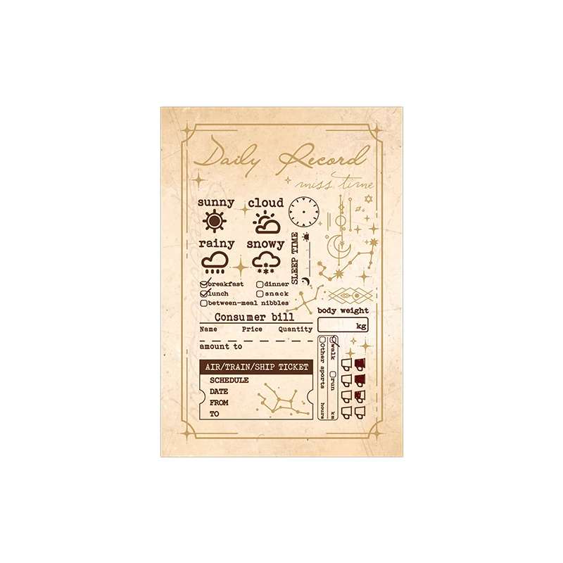 Hand Ledger Seal Combination Set Niche Illustration DIY Manual Plant Stamp Wood Rubber Reverse Material Decoration Seal