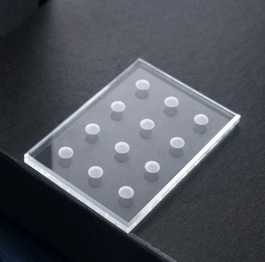 Glass Heart Round Glue Tile 12 Well Pink Crystal Glass Eyelash Glue Holder for Lash Glue Drops Pallet Eyelash Extension Supplies