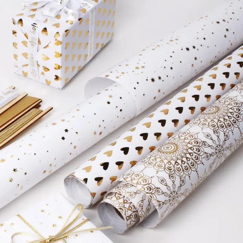 Gold Rainbows Multi Color Wrapping Paper Roll Gift Warp Print Tissue Papers
