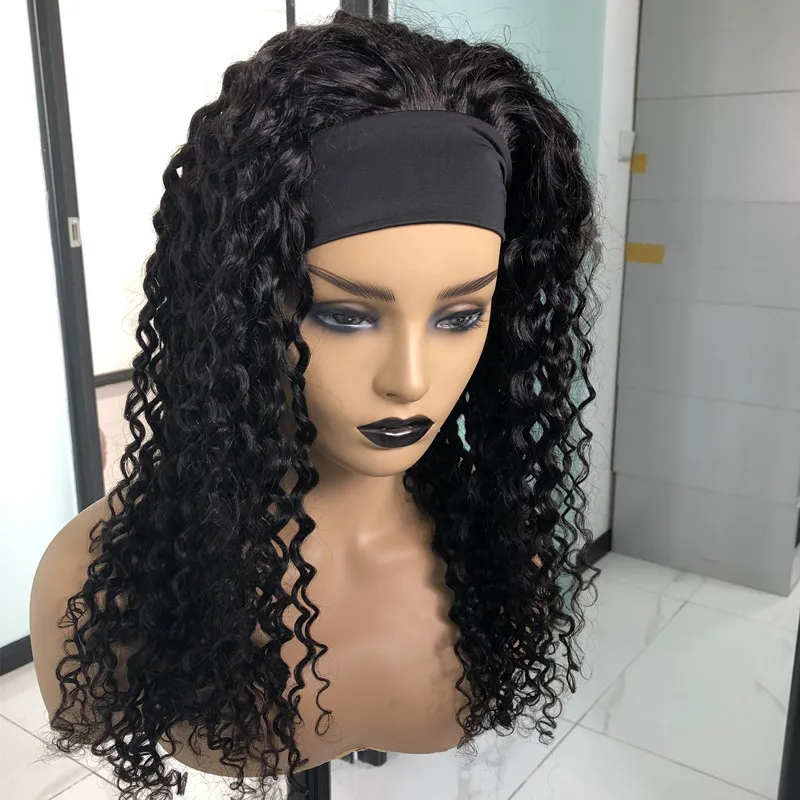 Wholesale Chhair Lineand Wigs Brazilian Hair 1 Piece Long Curly Hair Machine Made Non Lace Wig Long Smooth Front Wig for Sale