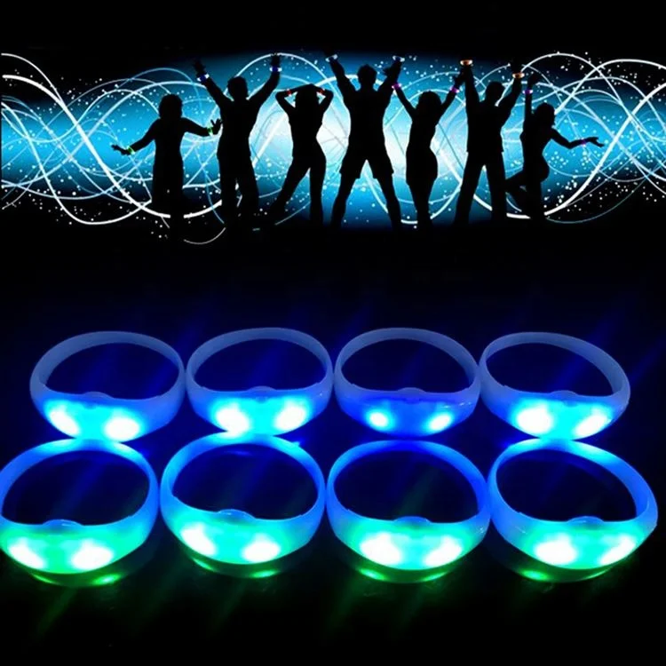 Soft Silicone Custom Logo  LED  Bracelet Wholesale Led Light UP Wristband Glowing in Dark Wristband