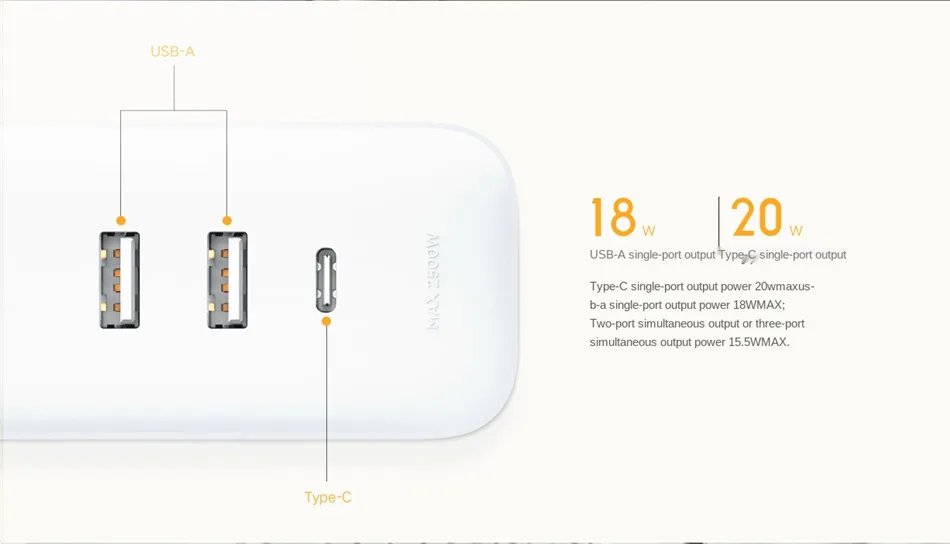 Новый удлинитель питания Xiaomi Mi Mijia QC3.0 20 Вт быстрая зарядка 3 розетки 2A1C стандартный интерфейса 1