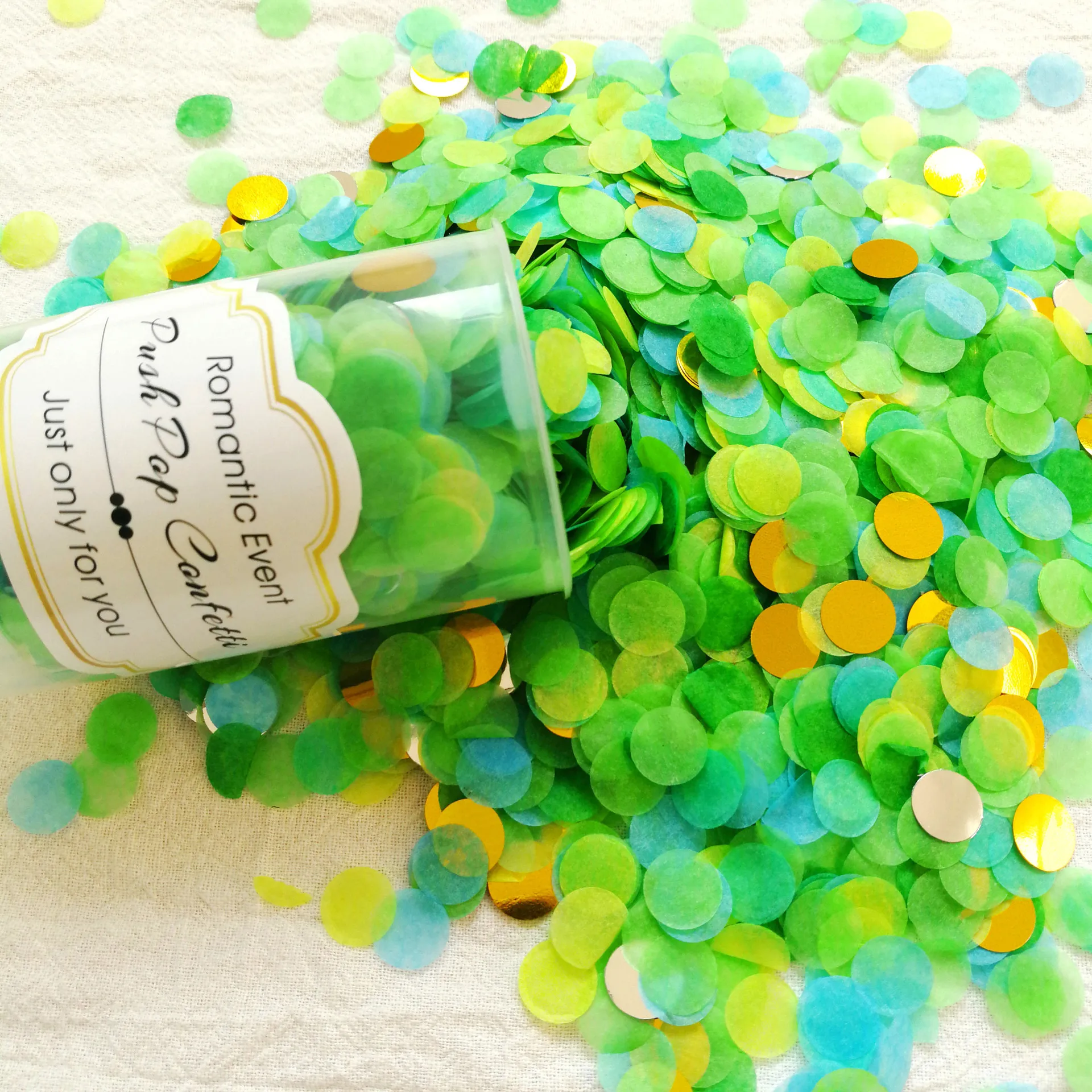 Wedding party colorful confetti push toy flower scattering round confetti push tube push pop for Baby shower Surprise activity